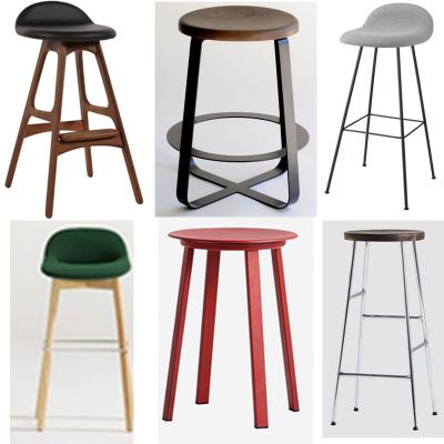 六款 HAY Cornet Bar stool 木座钢底高脚吧凳 Primi counter 五金烤漆脚 实木座板圆形